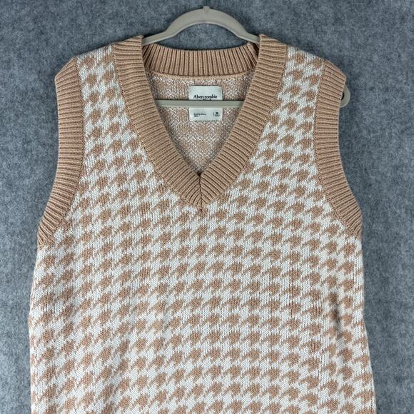 Abercrombie Fitch Houndstooth Sweater Vest Dress Womens Medium Retro Academia - Picture 2 of 12